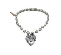KJBDQQH Collier Ras-du-Cou Punk Grunge Glass Heart Pendant Necklace Oversize Ball Beads Chain Statement Choker Necklace for Women Club Punk Jewelry pour Un Usage Quotidien(Silver)