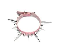 KJBDQQH Collier Ras-du-Cou Punk Long Spike Choker Punk Faux Leather Collar for Women Men Cool Big Rivets Studded Chocker Goth Style Necklace Accessories pour Un Usage Quotidien(Pink)