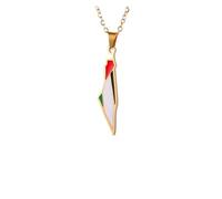 KJBDQQH Collier Ras-du-Cou Punk Palestine Map Flag Pendant Necklace for Women Men Stainless Steel Map Geography Necklace Choker Chain Jewelry Wholesale pour Un Usage Quotidien(50cm_Gold)