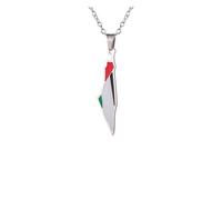 KJBDQQH Collier Ras-du-Cou Punk Palestine Map Flag Pendant Necklace for Women Men Stainless Steel Map Geography Necklace Choker Chain Jewelry Wholesale pour Un Usage Quotidien(60cm_Silver)