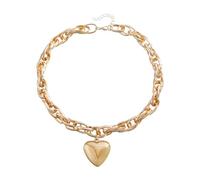 KJBDQQH Collier Ras-du-Cou Punk Punk Big Heart Pendant Necklace Women Statement Chunky Heavy Chain Grunge Jewelry Steampunk Men pour Un Usage Quotidien(Gold)