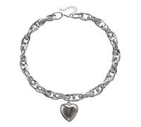 KJBDQQH Collier Ras-du-Cou Punk Punk Big Heart Pendant Necklace Women Statement Chunky Heavy Chain Grunge Jewelry Steampunk Men pour Un Usage Quotidien(Silver)