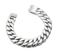 KJBDQQH Collier Ras-du-Cou Punk Punk Men's Women's Stainless Steel Necklace Heavy Larger Necklace Curb Cuban Chain Choker Jewelry pour Un Usage Quotidien(37cm_31MM_Silver)