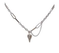 KJBDQQH Collier Ras-du-Cou Punk Romantic Heart Pendant Necklace for Women Stainless Steel Texture Choker Necklace Anniversary pour Un Usage Quotidien(1595 Necklace Steel)