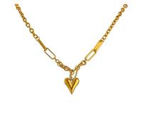 KJBDQQH Collier Ras-du-Cou Punk Romantic Heart Pendant Necklace for Women Stainless Steel Texture Choker Necklace Anniversary pour Un Usage Quotidien(1595 Necklace Gold)