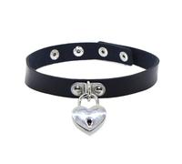 KJBDQQH Collier Ras-du-Cou Punk Spike Choker Necklaces Punk Faux Leather Collar for Women Men Cool Big Rivets Studded Chocker Necklace Goth Style Accessori pour Un Usage Quotidien(Rhodium Plated)