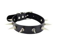 KJBDQQH Collier Ras-du-Cou Punk Spike Choker Necklaces Punk Faux Leather Collar for Women Men Cool Big Rivets Studded Chocker Necklace Goth Style Accessori pour Un Usage Quotidien(Plating Gun)