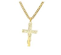 KJBDQQH Collier Ras-du-Cou Punk Stainless Steel Jesus Cross Necklace for Women Men Color Caravaca Angels Crucifix Charm Choker Rapper Jewelry pour Un Usage Quotidien(N04135G-4)