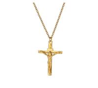 KJBDQQH Collier Ras-du-Cou Punk Stainless Steel Jesus Cross Necklace for Women Men Color Caravaca Angels Crucifix Charm Choker Rapper Jewelry pour Un Usage Quotidien(N02138G)