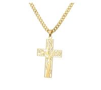 KJBDQQH Collier Ras-du-Cou Punk Stainless Steel Jesus Cross Necklace for Women Men Color Caravaca Angels Crucifix Charm Choker Rapper Jewelry pour Un Usage Quotidien(N04135G-3)