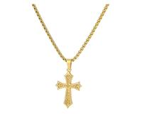 KJBDQQH Collier Ras-du-Cou Punk Stainless Steel Jesus Cross Necklace for Women Men Color Caravaca Angels Crucifix Charm Choker Rapper Jewelry pour Un Usage Quotidien(N06141G)
