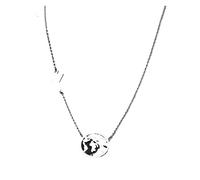 KJBDQQH Collier Ras-du-Cou Punk Stainless Steel Necklaces Airplane Globe Map Traveler Pendants Choker Chains Charms Male Necklace for Women Jewelry pour Un Usage Quotidien(45cm_Silver)