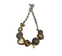 KJBDQQH Collier Ras-du-Cou Punk Vintage Leather Brown Stone Pendant Necklace Stacking Choker Temperament Clavicle Chain for Women Girl pour Un Usage Quotidien(Color-01)