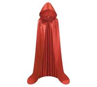 KJBDQQH costume de sorcière Adult Satin Material Cloth Cape Stand-up Collar with Hood Black Cloak Halloween Costume(Red,110)