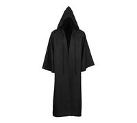 KJBDQQH costume de sorcière Cloak Soft Unisex Hooded Black Robe Witch Long Cape Costume Prop Party Performance(Black,XX-Large)