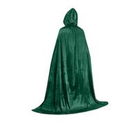 KJBDQQH costume de sorcière Halloween Pleuche Velvet Cloak Cape Hooded Medieval Costume Witch Wicca Vampire(Green,90cm)
