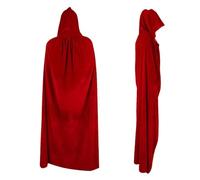 KJBDQQH costume de sorcière Halloween Witch Velvet Cloak Adult Hooded Cape Wedding Costume Robe Party Red