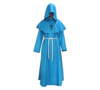 KJBDQQH costume de sorcière Medieval Hooded Monk Costume Plague Doctor Cos Adult Men Halloween(Blue,XL_BLACK)