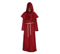 KJBDQQH costume de sorcière Medieval Hooded Monk Costume Plague Doctor Cos Adult Men Halloween(Red,XXL_BLACK)