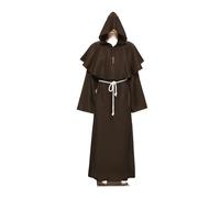 KJBDQQH costume de sorcière Medieval Monk Church Clergy Costume Men's Hooded Cowl Gown Robe Cape(Coffee,M_MEDIEVAL MONK)