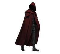 KJBDQQH costume de sorcière Medieval Vintage Hooded Loose Black Cloak Coats Windproof Trench Winter Long Cape(Red,XX-Large)