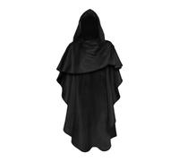 KJBDQQH costume de sorcière Robe Hood Cowl Cape Witch Costume Adult Wrap Halloween(Black,Non Hood Long 140cm)
