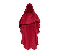 KJBDQQH costume de sorcière Robe Hood Cowl Cape Witch Costume Adult Wrap Halloween(Wine Red,Non Hood Long 145cm)