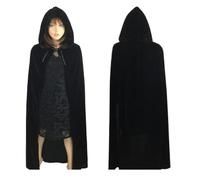 KJBDQQH costume de sorcière Witch Long Purple Green Red Black Purim Carnival Halloween Cloaks Hood(Black,L_STYLE2)