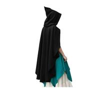 KJBDQQH costume de sorcière Women Costume Medival Halloween Short Steampunk Velvet Cape Gothic Witch Wizards(Black)