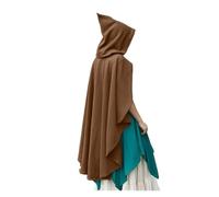KJBDQQH costume de sorcière Women Costume Medival Halloween Short Steampunk Velvet Cape Gothic Witch Wizards(Brown)