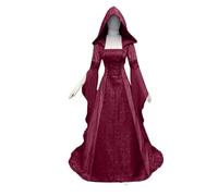 KJBDQQH costume de sorcière Women Witch Dress Medieval Renaissance Maxi Train Halloween Devil Pagan Costume(Red,S)