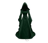 KJBDQQH costume de sorcière Women Witch Dress Medieval Renaissance Maxi Train Halloween Devil Pagan Costume(Green,L)