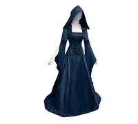 KJBDQQH costume de sorcière Women Witch Dress Medieval Renaissance Maxi Train Halloween Devil Pagan Costume(Blue,S)