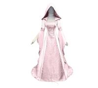KJBDQQH costume de sorcière Women Witch Dress Medieval Renaissance Maxi Train Halloween Devil Pagan Costume(Pink,S)