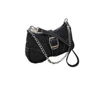KJBDQQH Crescent bag Sac À Bandoulière En Denim For Femme, Couleur Unie, Style Bâton Français, Diagonal(Black)
