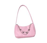 KJBDQQH Crescent bag Sacs à bandoulière chaîne papillon for femmes, couleur unie, décontractés, polyvalents, élégants, petits sacs Hobos for dames(Light Pink PU Bag)