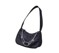 KJBDQQH Crescent bag Sacs à bandoulière chaîne papillon for femmes, couleur unie, décontractés, polyvalents, élégants, petits sacs Hobos for dames(Black Nylon Bag)