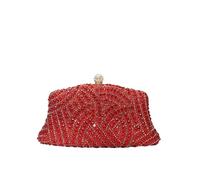 KJBDQQH Sac à Main Incrusté de Diamants Pochette de soirée vintage ornée strass et diamants, petite pochette dorée, argentée bleue for femme, idéale for un mariage ou une fête(Red)