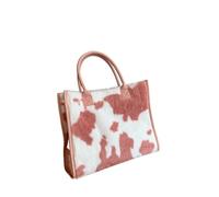 KJBDQQH Sac Fourrure Femme Sacs fourre-tout de créateur imprimés, sacs à bandoulière en peluche douce for femmes, main et porte-monnaie grande capacité(Pinkcow)