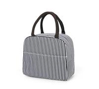 KJBDQQH sac repas Sac à lunch avec poignée, sac isotherme for femmes et enfants, boîte à lunch, pique-nique, voyage, stockage portable des aliments, sac isotherme for petit-déjeuner(Black Stripe)