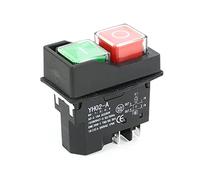 KJD17 Interrupteur électromagnétique, AC250 V 16 A, étanche, bouton magnétique, interrupteur de sécurité, interrupteur à bouton-poussoir, outil de démarrage magnétique (4 broches)