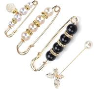 Kjdal-4 Pièces De Broches Pour Femmes,Mode Broche De Perle Simulée Épingle De Sécurité Clips,Épingles De Sûreté,Boutons De Perles,Broches De Perles,Accessoires De Vêtements Pour Femmes Et Filles