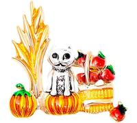 Kjdal-Broche Chat Citrouille Broche Déclaration Plaqué Or Émail Animal Mignon Animal De Compagnie Blé Broches Épinglettes Classique Halloween Cosplay Robe Costume Chapeau Badge Accessoires Bijoux Cad