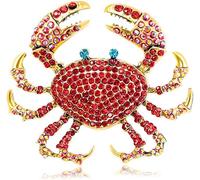 Kjdal-Broche En Forme De Crabe En Strass Pour Femmes Et Filles Plaqué Or Cristal Tendance Animaux Marins Épingles À Revers Brillantes Exagérées Mignonnes Bijoux De Noël Cadeau Pour Soirée À Thème