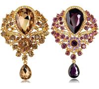 Kjdal-Careor Lot De 2 Broches Élégantes En Métal Avec Strass Et Strass,3.3""X2.2"",Acier Allié,Strass