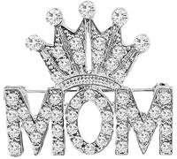 Kjdal-Délicate Maman Couronne Strass Broches Scintillantes Épinglettes Broche Cristal Classique Pour Femmes Dames Élégante Belle Épinglette Robe Costume Chemise Cérémonie Vêtements Accessoires Bijoux