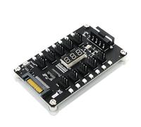 KJDKNC Deux interfaces d'entrée d'alimentation vers 10 ports Hub ventilateur 3/4 broches vers SATA 4 broches avec affichage de la température pour un refroidissement amélioré