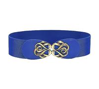 KJDWJKJRF 1 pièce Ceinture élastique pour femme Vintage Large Ceinture pour robe Femme Mode Cinch Ceinture élastique unie avec large ceinture en métal, bleu, taille unique