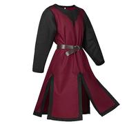 KJDWJKJRF Costume de chevalier médiéval, templier, croisé, viking, tunique, temple, carnaval, cospaly, jupe d'arme, pour homme, noir, Halloween