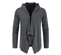 KJDWJKJRF Hip Hop Cape Manteau à Capuche Gothique Steampunk Cape Châle Cape Pull Col en V Poncho à Capuche Canopée Châle Manteau Irrégulier Ourlet Punk Hoodie, A#01 gris, L